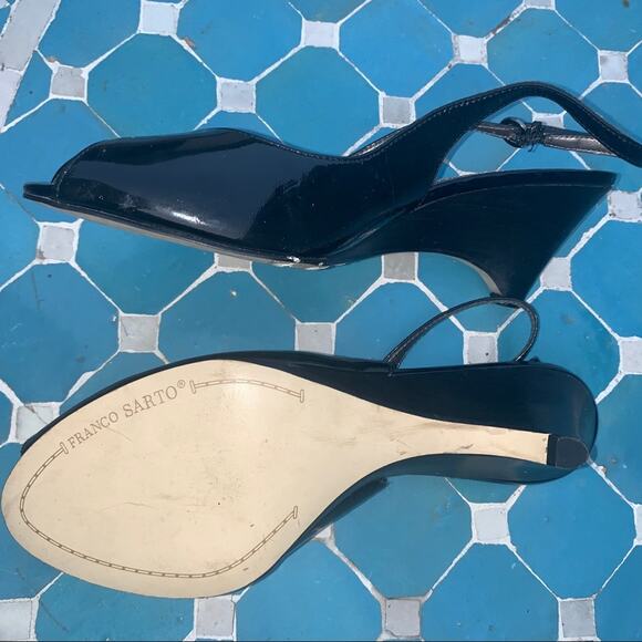 NEW FRANCO SARTO PATENT LEATHER SLINGBACK PUMPS - Picture 6 of 7